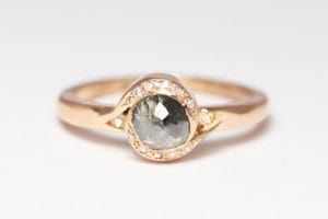 18ct Fairtrade rose gold, salt and pepper diamond white diamonds