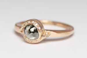 18ct Fairtrade rose gold, salt and pepper diamond white diamonds