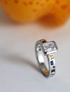 18ct Fairtrade rose gold with sapphires by Zoe Pook Jewellery