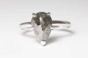 18ct Fairtrade white gold with salt and pepper diamond