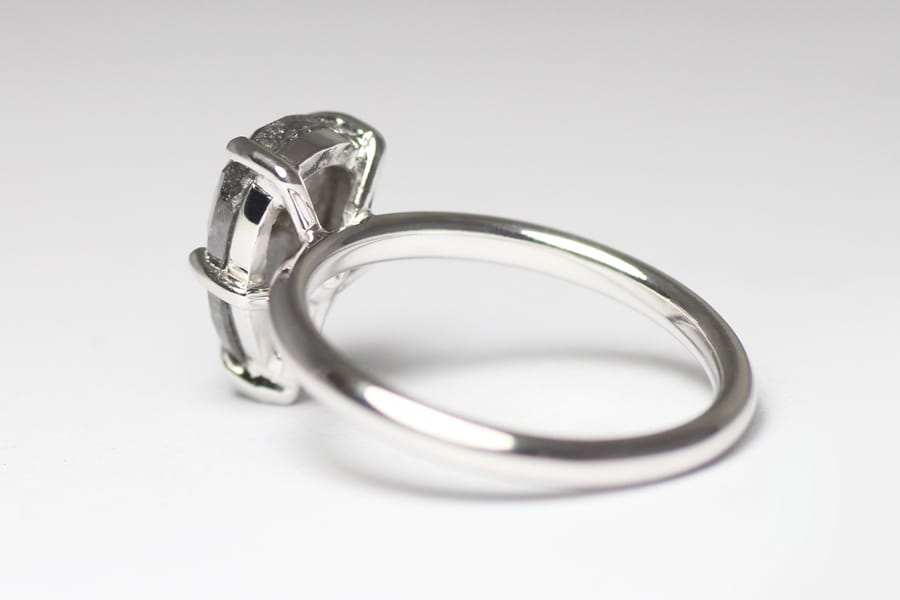 18ct Fairtrade white gold with salt and pepper diamond