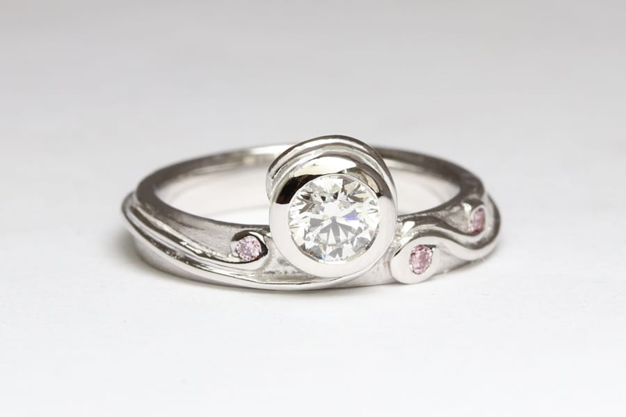 18ct gold with white and pink diamonds