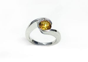Recycled gold with sapphire and diamonds by Zoe Pook Jewellery