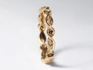 18ct Fairtrade rose gold with champagne and cognac diamonds by Zoe Pook Jewellery