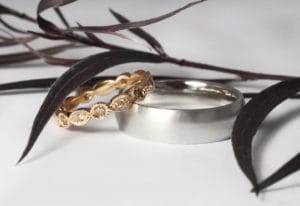 18ct Fairtrade rose gold with champagne and cognac diamonds by Zoe Pook Jewellery