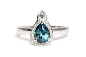 18ct Fairtrade white gold with sapphires and diamonds