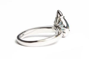 18ct Fairtrade white gold with sapphires and diamonds