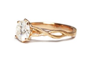 18ct rose gold with moissanite