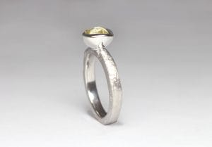 18ct Fairtrade white gold with rough diamond by Zoe Pook Jewellery