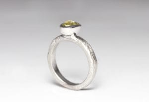 18ct Fairtrade white gold with rough diamond