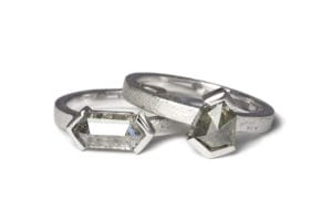 Salt and pepper diamonds in platinum