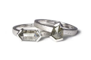 Salt and pepper diamonds in platinum