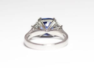 18ct Fairtrade white gold with ceylon sapphire and diamonds by Zoe Pook Jewellery
