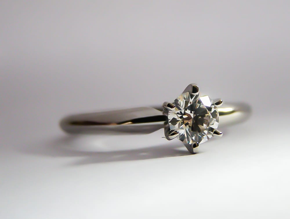 Recycled palladium and ethical diamond solitare engagement ring
