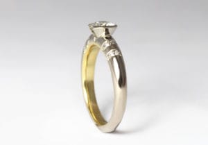18ct Fairtrade gold with main diamond and small diamonds by Zoe Pook Jewellery