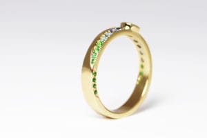 18ct rose gold with opal and emerald