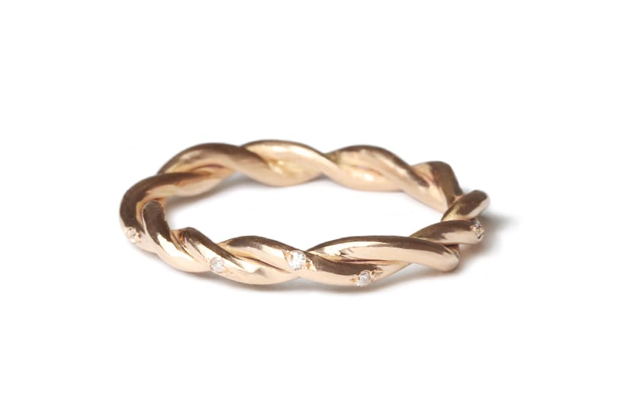 Twisted rose gold with diamonds - Zoe Pook Jewellery