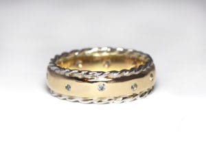 Recycled gold in 2 tone with vintage gems by Zoe Pook Jewellery