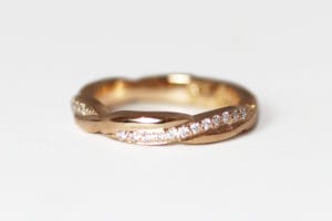 18ct Fairtrade rose gold with diamonds