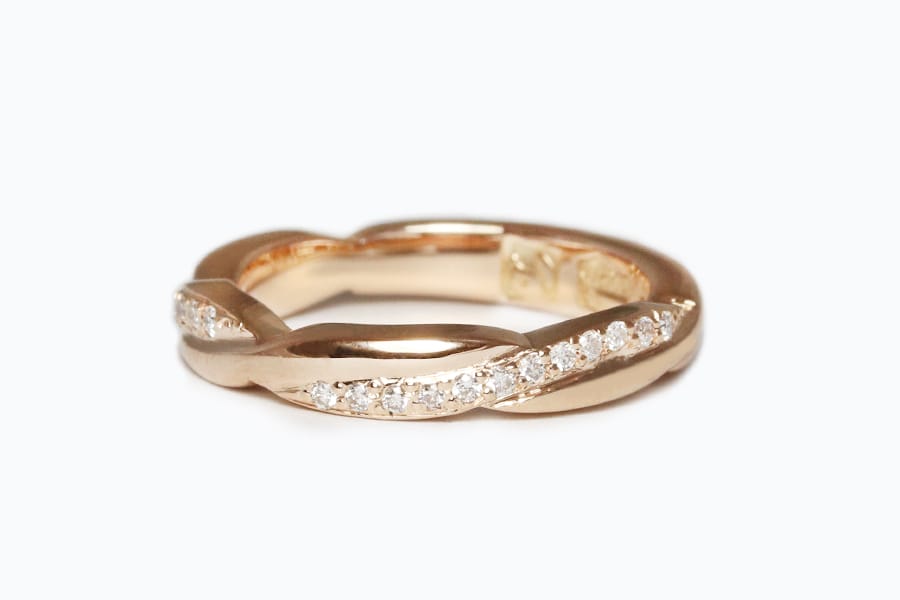 18ct Fairtrade rose gold with diamonds