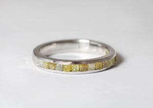 18ct Fairtrade white gold with rough diamonds by Zoe Pook Jewellery