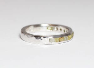 18ct Fairtrade white gold with rough diamonds by Zoe Pook Jewellery