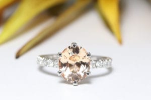 Sapphire in platinum with diamonds