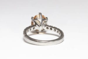 Sapphire in platinum with diamonds