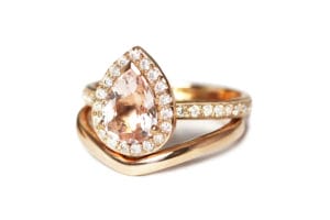 Morganite, 18ct rose gold and moissanites