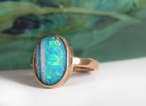 Recycled gold with opal by Zoe Pook Jewellery