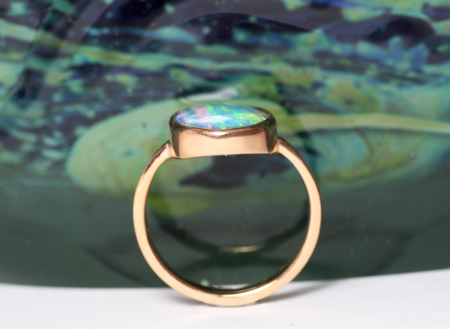 Recycled gold with opal by Zoe Pook Jewellery