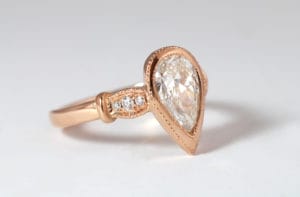 Pear diamond rose gold Zoe Pook Jewellery Fairtrade gold