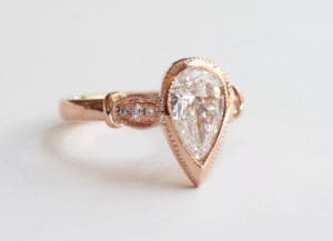 Pear diamond rose gold Zoe Pook Jewellery Fairtrade gold