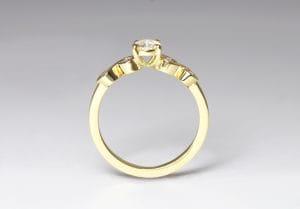18ct Fairtrade gold with pink and white diamonds by Zoe Pook Jewellery