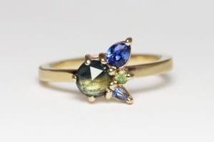 18ct Fairtrade gold with sapphires