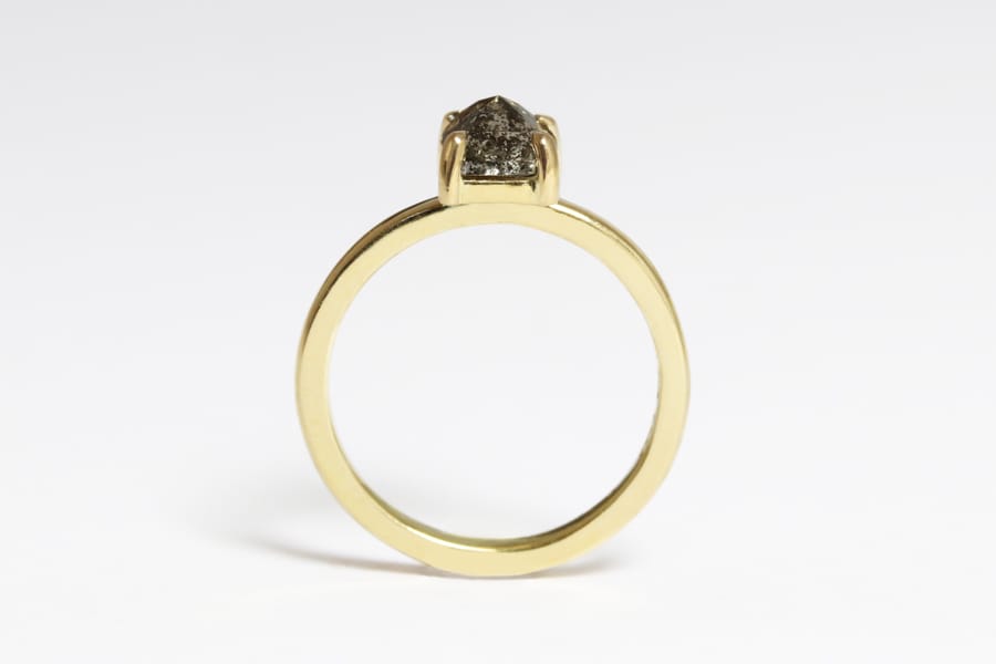 yellow gold with salt and pepper diamond Zoe Pook Jewellery