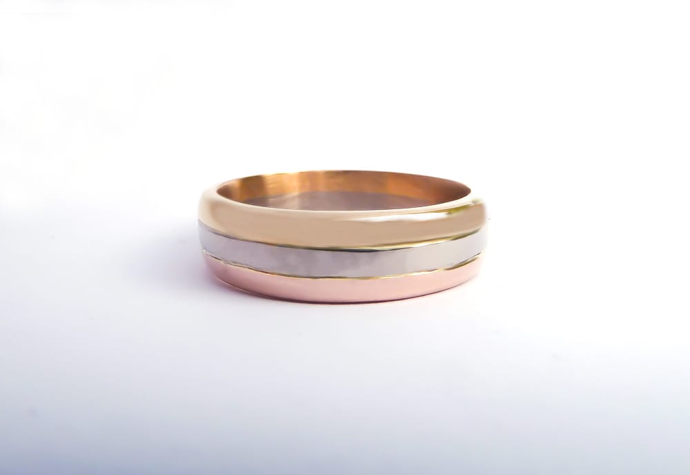Rose, White and Yellow Gold Wedding Band