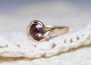 Sapphire in Fairtrade gold with diamonds Zoe Pook Jewellery