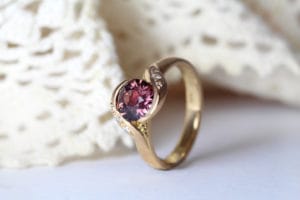 Sapphire in Fairtrade gold with diamonds Zoe Pook Jewellery