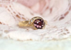 Sapphire in Fairtrade gold with diamonds Zoe Pook Jewellery