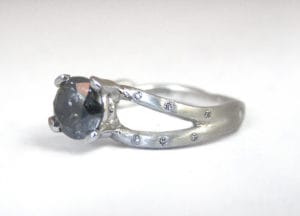 Salt and pepper diamond, white diamonds in platinum