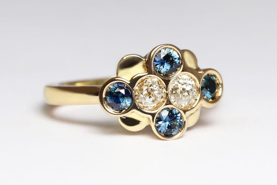 9ct gold with vintage sapphires and diamonds