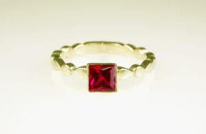 Rose Gold and Pink Sapphire Art Deco Solitare