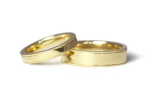 Yellow gold bands mill grain edge