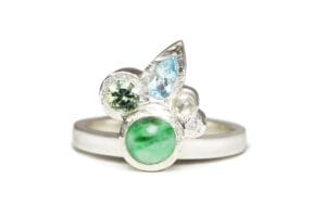 Jadeite, peridot, aqua, diamonds