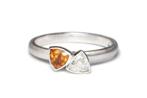 White gold diamond and garnet