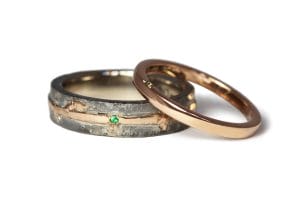 2tone 18ct gold with emerald