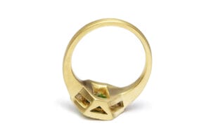Tsavorite with diamonds in yellow gold