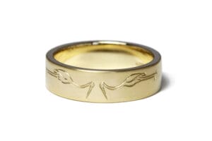 Brolga engraving yellow gold