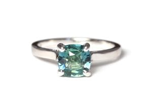 teal sapphire in white gold